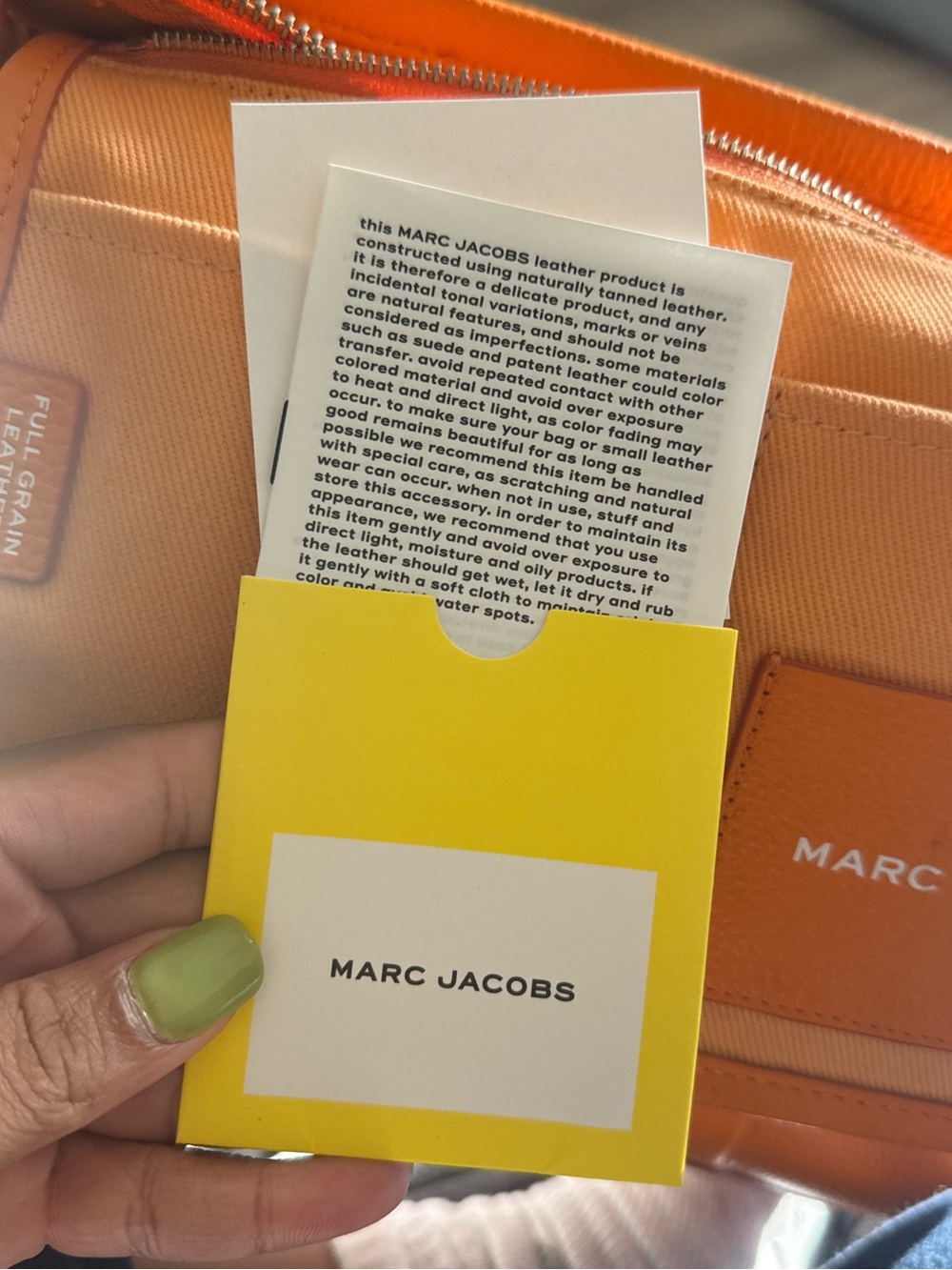 Marc Jacobs Orange Pebbled Leather Tote with Top Handles - Picture 6 of 8